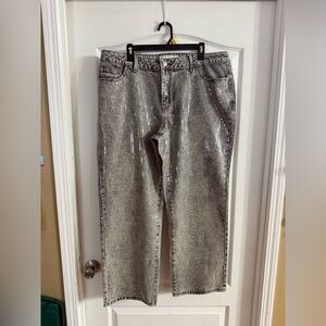 Monroe And Main Women’s Gray Sequin Embellished Jeans Sz 16W. F-25